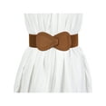 thumbnail image 6 of INSPIRE CHIC 2Pcs Interlock 8-shaped Buckle Elastic Faux Leather Stretch Waist Belt for Lady 27x2.36"(LxW) Coffee, 6 of 7