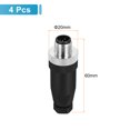 thumbnail image 2 of Uxcell 5 Pin M12 Male Aviation Wire Connector 4 Pcs Waterproof IP67, 2 of 7