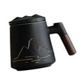 thumbnail image 3 of Taza de té de cerámica con asa para beber, ideal para jardín, hotel y bebidas. Negro, 3 of 9