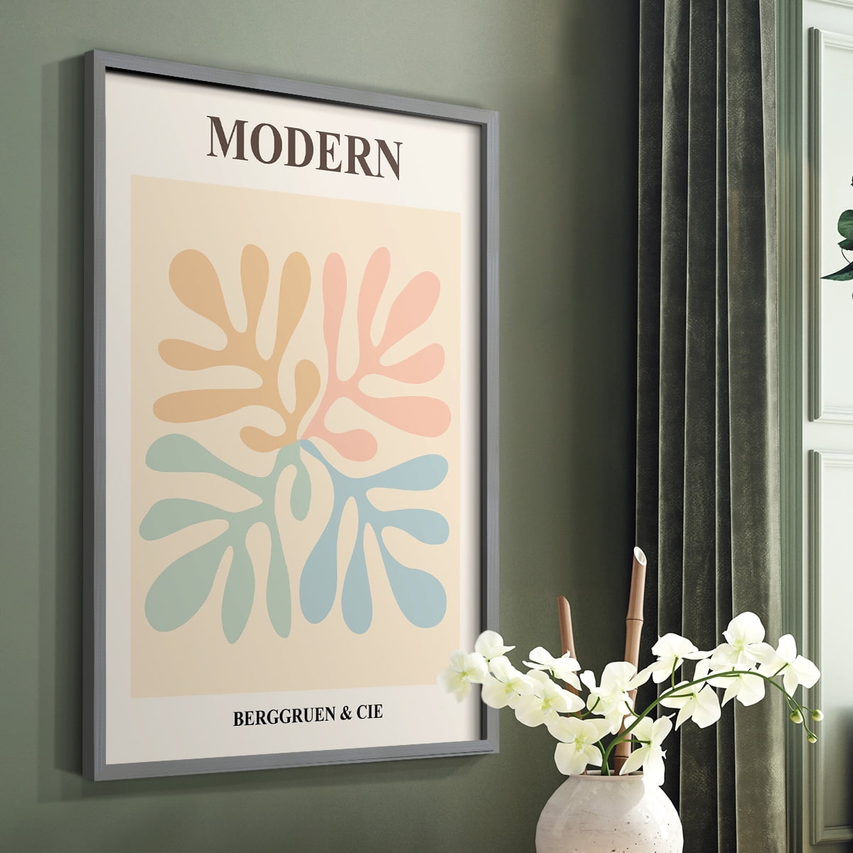 Matisse CXI Framed Print in Gray Solid Wood 16 x 20 Framed Print
