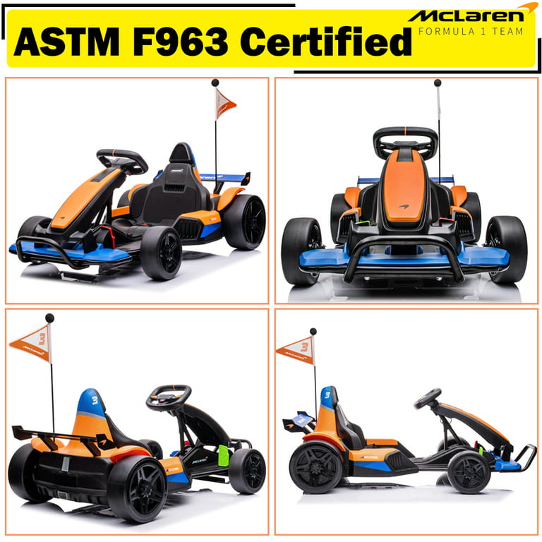 Licensed Mclaren 24V Battery Powered Go Karts for Kids Boys Girls 6-12  Years Old Gifts, Kids Ride On Car Toys with Bluetooth, Music, One Button  Start, Seat Belt 