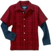 Faded Glory - Boys' Plaid Shirt and Ringer Tee Set