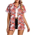 thumbnail image 5 of Mifsaly Womens Hawaiian Shirt Tropical Floral Short Sleeve Button Down Shirts Lightweight Flowy Summer Casual Beach Vacation Cover Up Red,XXL, 5 of 5