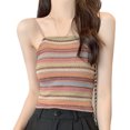 thumbnail image 2 of Camiseta sin mangas de punto para mujer, camiseta sin mangas con tirantes finos a rayas de Color, camiseta elegante a rayas para verano, 2 of 8