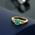 thumbnail image 4 of Gem Stone King 18K Yellow Gold Plated Silver Green Malachite and White Lab Grown Diamond 3 Stone Engagement Ring for Women | 2.08 Cttw | Oval 8X6MM | Round 2MM | Gemstone Birthstone | Size 7, 4 of 4