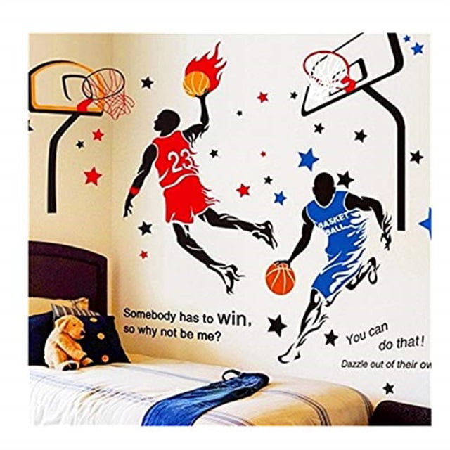 BIBITIME Play Basketball Wall Sticker BOY Vinyl Decor Kids Room Sports Home Decal Art 