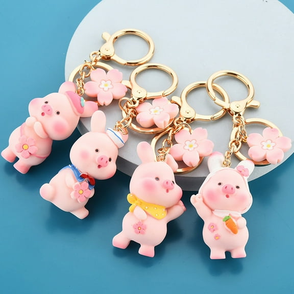 Naierhg 2Pcs Animal Pig Keychain Key Ring Piggy Pendant Car Keyring Bag Decor Gift