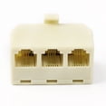 thumbnail image 3 of REGALWOVEN RJ11 6P4C 1 Male to 3 Female Telephone Wire Cord Connector Adapter Beige 2pcs, 3 of 7