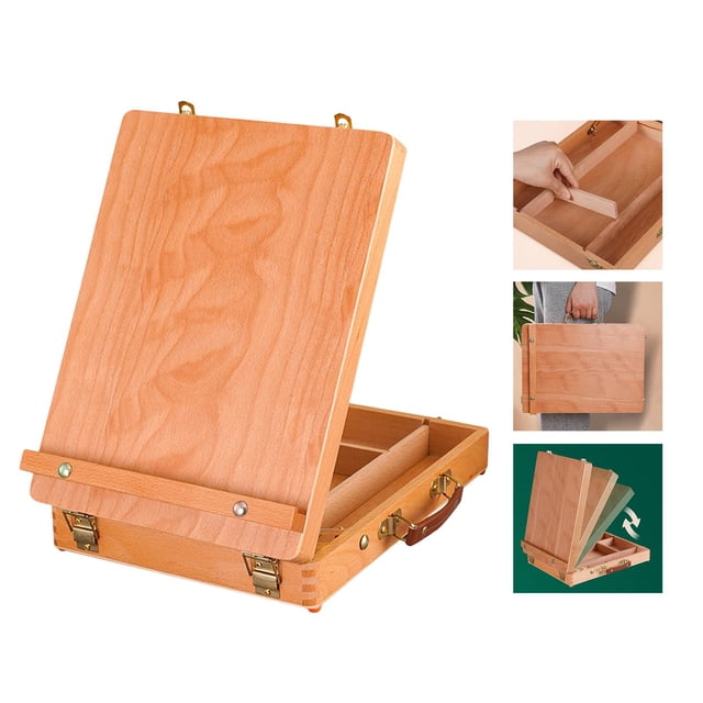 Caballete de caja de bocetos ajustable para estudiante Principiante Estuche de almacenamiento de caballete de escritorio, Caja de perfecl Caballete de pintura