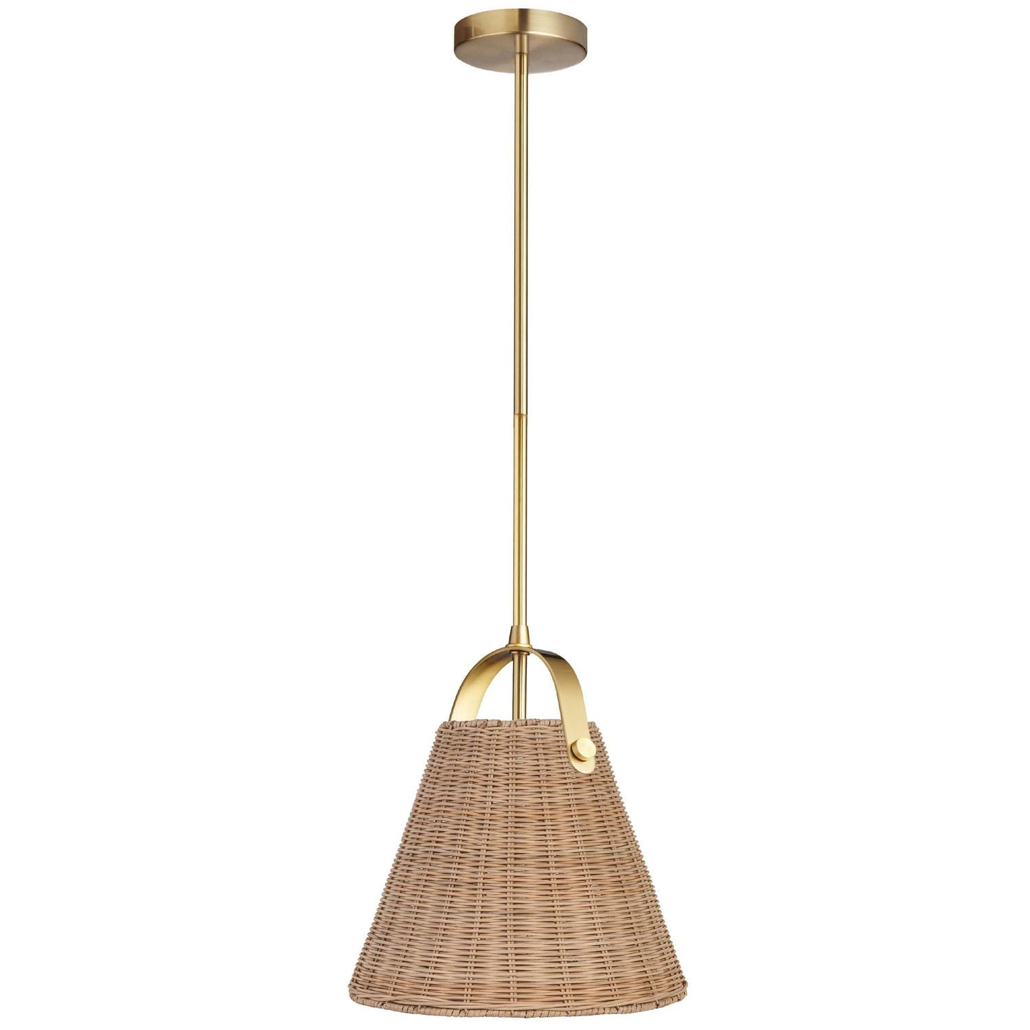 Shenandoah 1 Light Pendant - Aged Brass - Wicker Shade