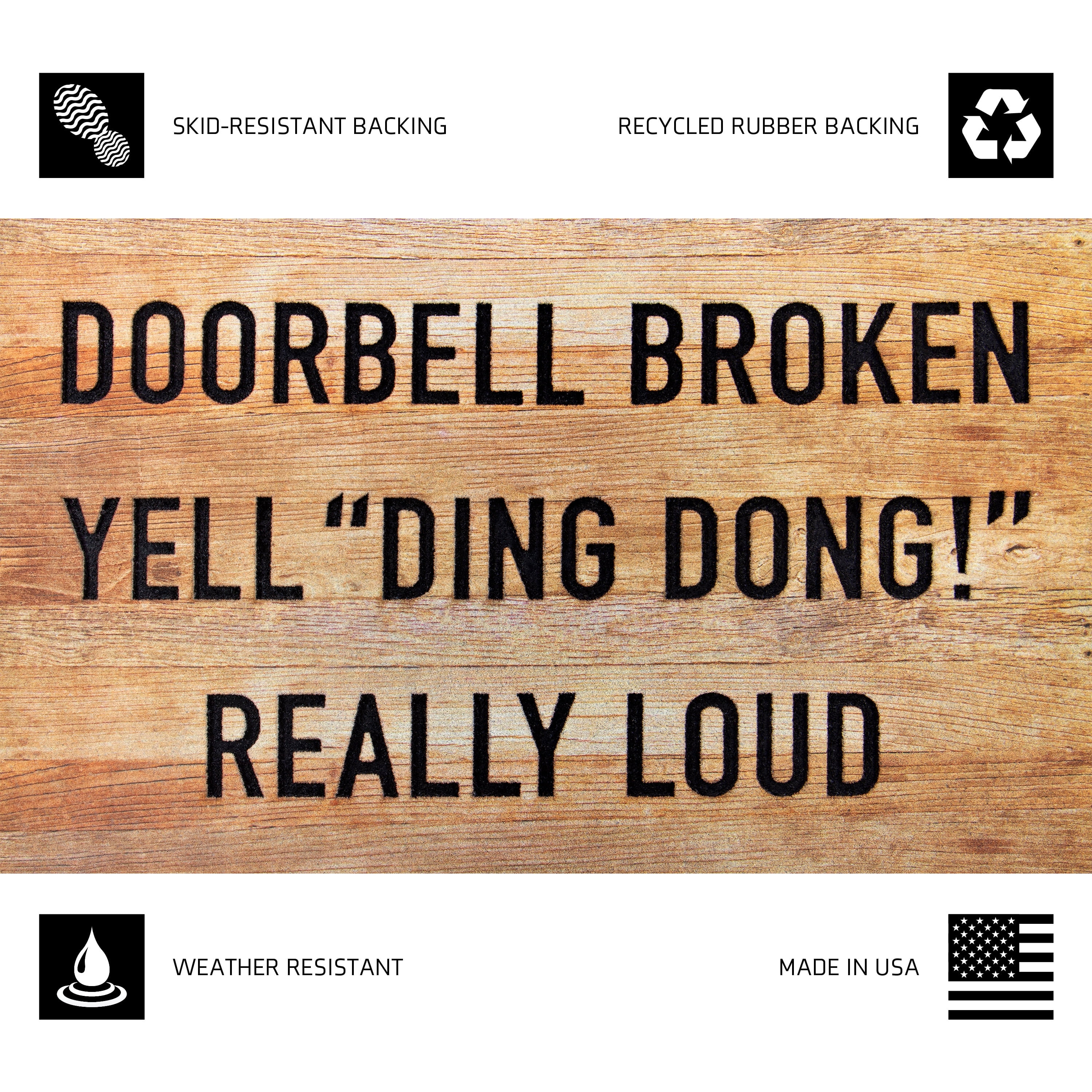 Mainstays Masterpiece Doorbell Broken Flocked Fiber Doormat, 1.5' x 2.5'