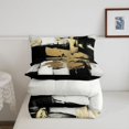 thumbnail image 5 of Homewish Black Gold Stripes Full Size Comforter Sets,Abstract Grunge Bedding Comforter Set,Black Reversible,3 Pieces,1 Comforter and 2 Pillowcases, 5 of 7