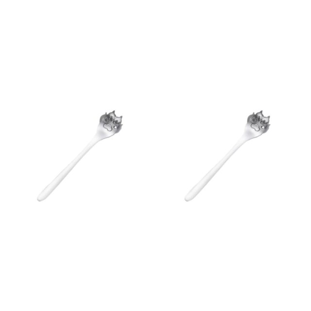 Decodeary Tea Spoon For Tea Essential Teaware For Tea Drinking - Exquisite And Practical Stainless Steel Spoon Stainless Steel dog paw silver 1 2Set