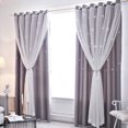 thumbnail image 3 of Labymos 2Pcs Window Curtain Hollowed Out Stars Shading Curtain Drape Purdah for Home Living Room, 3 of 8