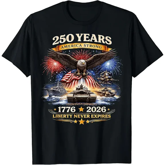 Men's Patriotic American Flag Eagle 250 Years Liberty T-Shirt