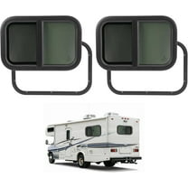 KOJEM RV Windows 21" W x 14" H w/Mesh Screen & Trim Ring 2 Pack Horizontal Window Tinted Universal Teardrop Side Window For Truck Camper Trailer Tempered Glass Aluminium Plastic Rubber Black