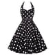 thumbnail image 2 of Vestido de verano Gibobby vintage de los años 50 para mujer Brocado cuello colgante estampado con cordones cintura remetida, 2 of 3