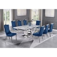 thumbnail image 2 of White Marble 9pc Dining Set with Silver Stainless Steel and 8 Chairs, 2 of 4