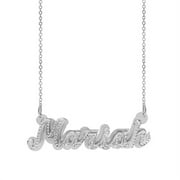 Personalized Script Name Necklace With Beading and Rhodium