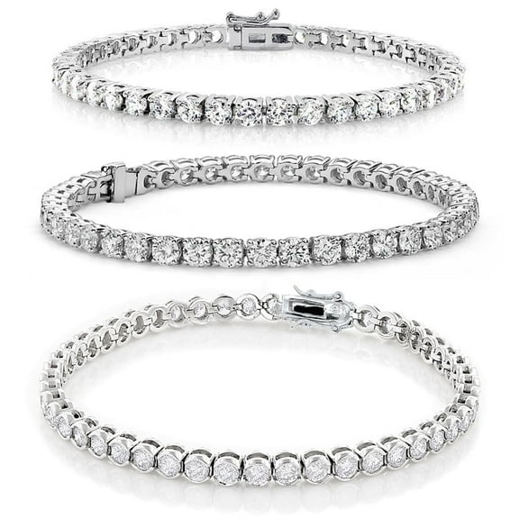 Cate & Chloe Pack of 3 - Olivia, Joelle & Kaylee White Gold Plated Tennis Bracelets with Simulated Diamonds for Women