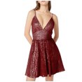 thumbnail image 2 of Homecoming Dresses Dgankt Women Sequin Sexy V Neck Shift Dress Sparkly Glitter Sleeveless Short Flowy Loose Party Night Out Club Dress, 2 of 8