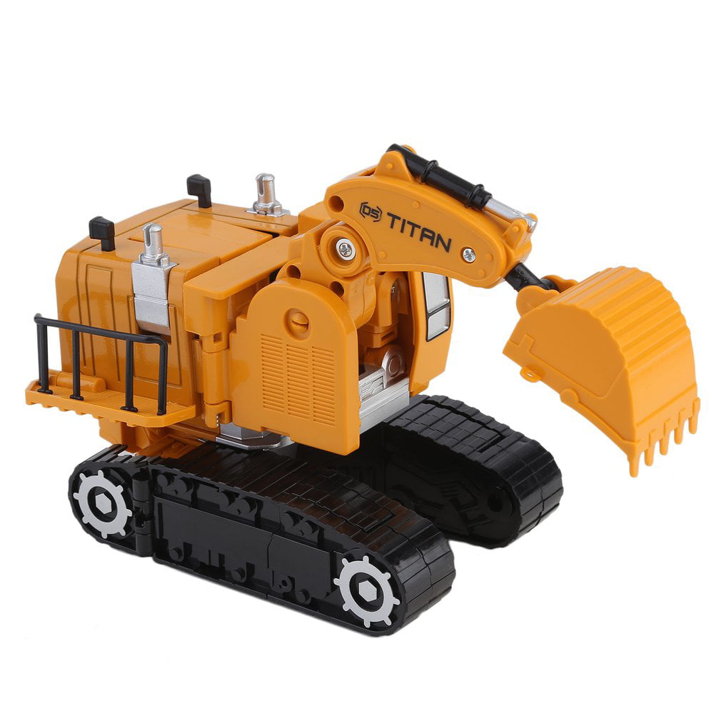 Transform Excavator Robot with One Button Transformation and 360 Degree Rotating Drifting,Digger Toys with Sound and Lights Remote Control Car Excavator Transforming Robot Best Gift for Boys