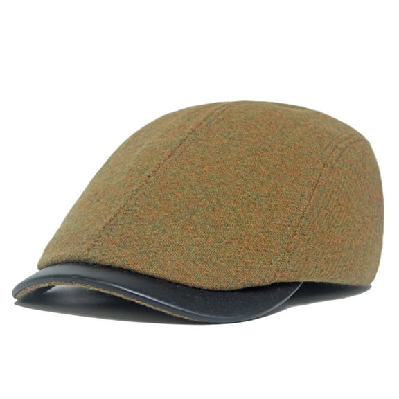 Men Women Wool Faux Leather Gatsby Newsboy Flat Hat Driving Golf Cycling Warm Cap