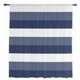 thumbnail image 2 of Navy Blue White Striped Semi Sheer Curtains Drapes for Living Room, Bedroom, French Doors Window 63 Inches Long, Farmhouse Stripes Rod Pocket Chiffon Curtain Drapery Voile Draperies Panel, 2 of 6