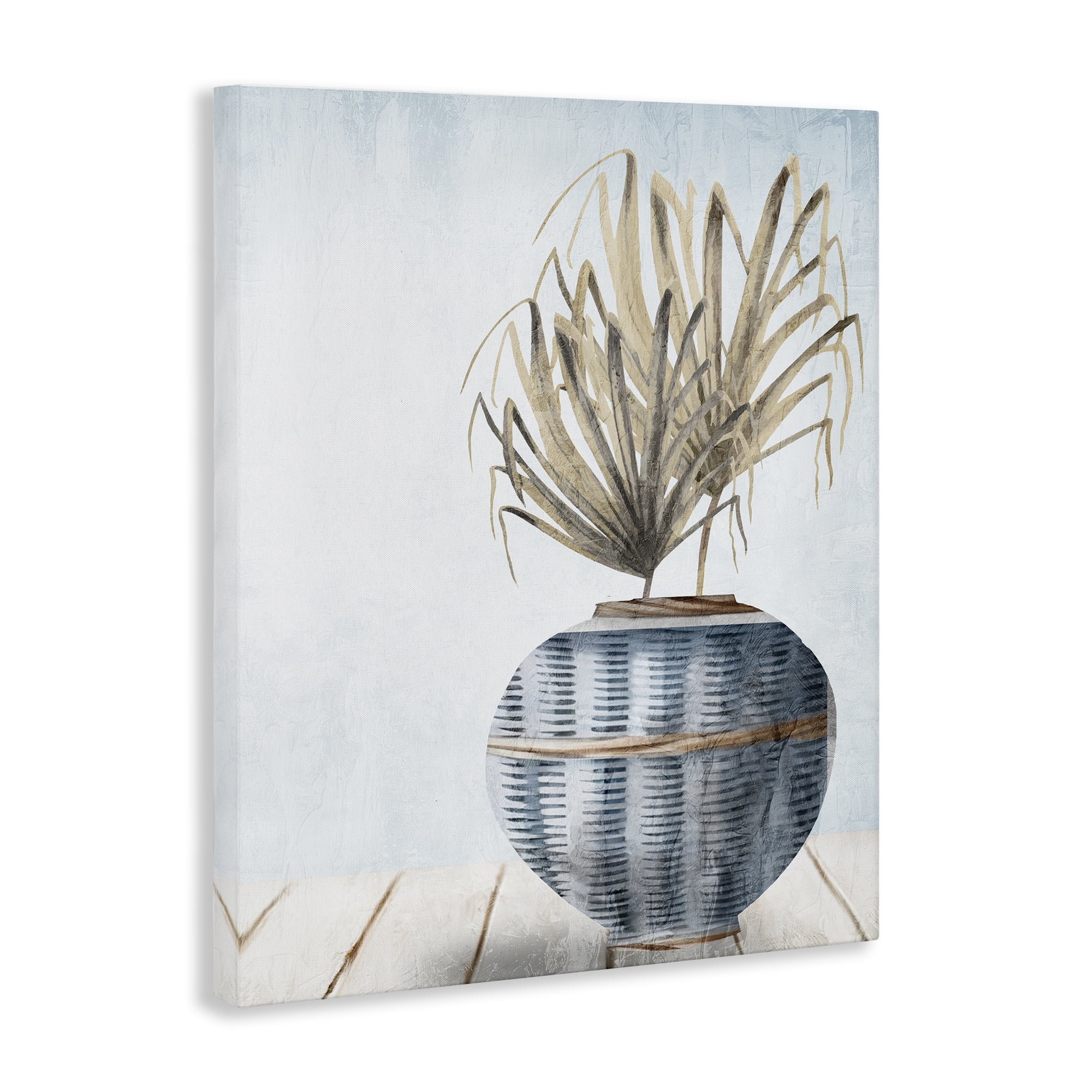 Stupell Industries Plant in Woven Vase Plants & Flowers Painting Wrapped Canvas Art Print Wall Art, 36 x 48