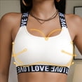thumbnail image 5 of hoksml Women's Crisscross Back Sports Bra, LOVE Letter Print Light Support Ribbed Workout Bra, 5 of 6