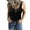 Black, variant on Women Sleek Gradient Slim Fit Low Button Down Sleeveless Vest Tank Top Fashion Zipper Blouse, XXL, Black