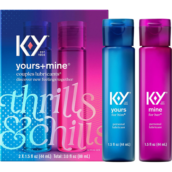 K-Y Yours + Mine Lubrifiant pour Couples Glycérine & Eau Gel Lubrifiant Personnel Lot de 2
