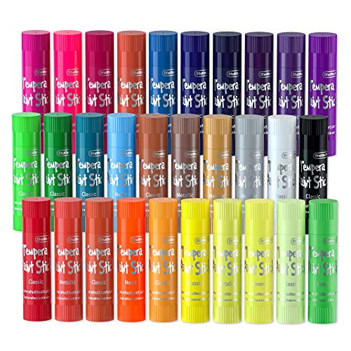 Tempera Paint Sticks, 30 Colors Solid Tempera Paint for Kids, Super Quick Drying, Works Great on