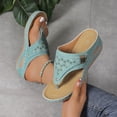 thumbnail image 5 of Women's Spring And Summer New Big Size Clip-toe Beach Flower Hollow-out Wedges Fashion Casual Slippers Summer Sandals for Women Green 38, 5 of 8
