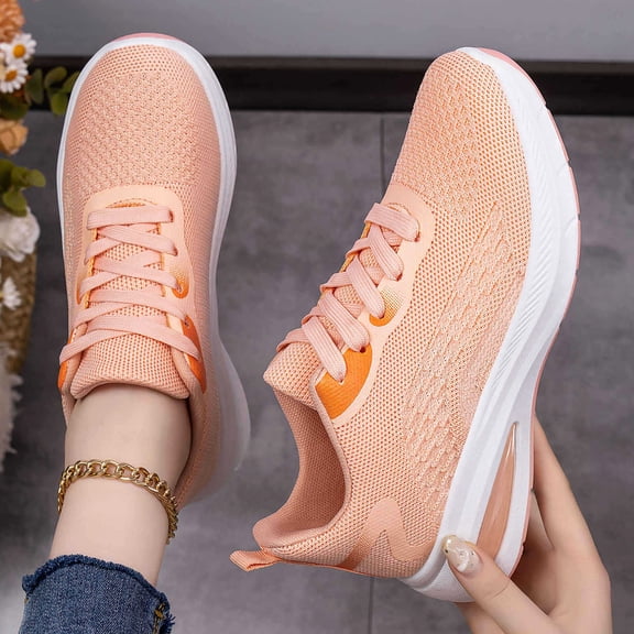 YOUYEDIAN Orthopedic Shoes for Women Arch Support Non Slip Slip on Sneakers Wide Mesh Stretch House Shoes Soft 2026 New Orthopedic Shoes (Saffron)