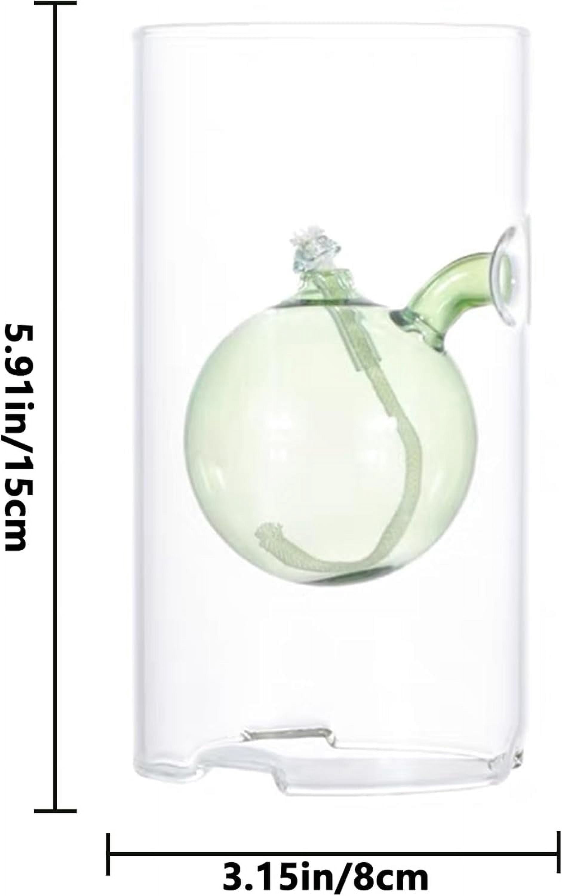 Refillable Liquid Petite Oil Lamp: Glass Oil Light Borosilicate Includes Bliss Suspended Hurricane Candle Holder Sleeve Lamp, Oil Candle Vessels for Table Centerpieces Decor (Green)