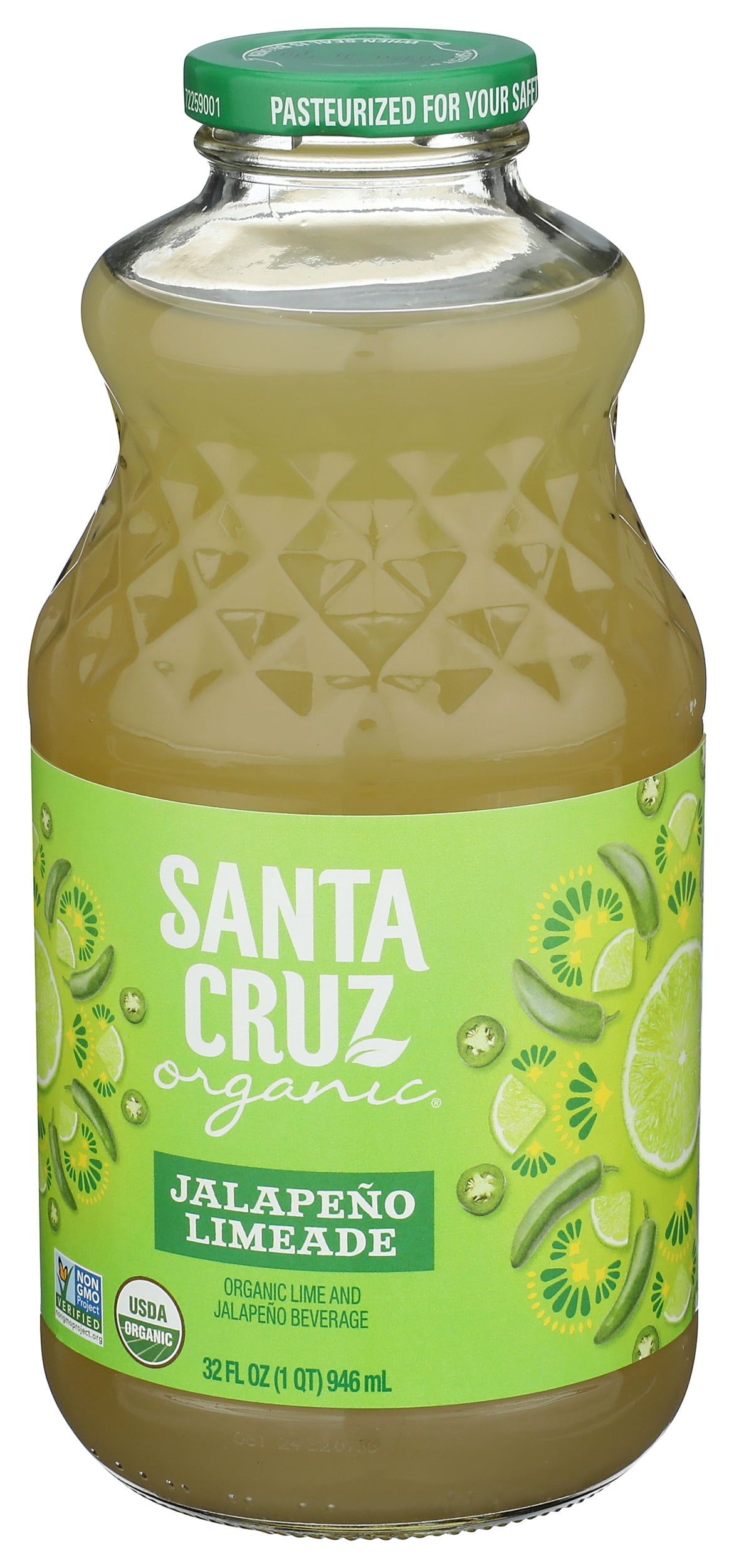 Pack of 6, Santa Cruz Organic Jalapeño Limeade Beverage, 32 fl oz