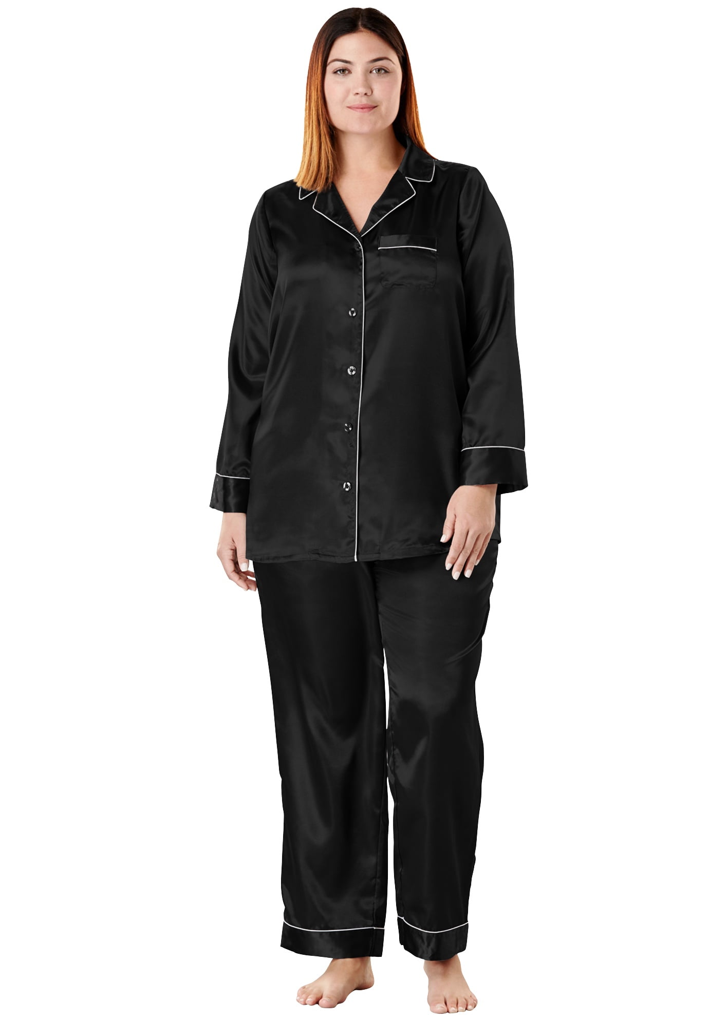 ugentlig Blændende lancering Amoureuse Women's Plus Size The Luxe Satin Pajama Set Pajamas - Walmart.com