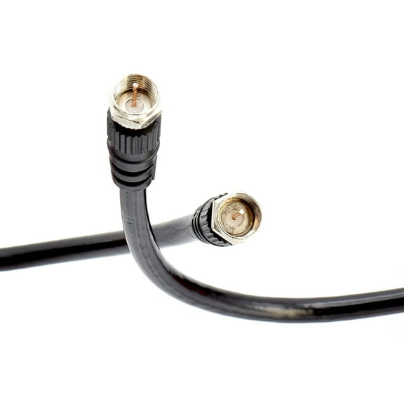 Coaxial Cable (Coax Cable) 100ft with Easy Grip Connector Caps- Black - 75 Ohm RG6 F-Type Coaxial TV Cable - 100 Feet Black