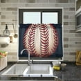 thumbnail image 6 of Baseball Red Stripe Half Window Tier Curtains 24 Inch Blackout Thermal Insulating Kitchen Linen Tier Curtains for Kitchen, Bathroom, Cafe Home Decor, 6 of 7