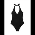 thumbnail image 4 of Trajes de Baño de una Pieza con Control de Abdomen para Mujer, Trajes de Baño Push Up con Cuello Halter Negro M, 4 of 9