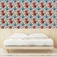 thumbnail image 3 of Ambesonne Vintage Floral Peel & Stick Wallpaper for Home, Bicolour Flowers, 13"x100", Scarlet Sky Blue Ivory, 3 of 5