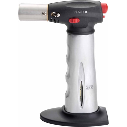BonJour Chef's Torch with Fuel Gauge, Brushed Aluminum