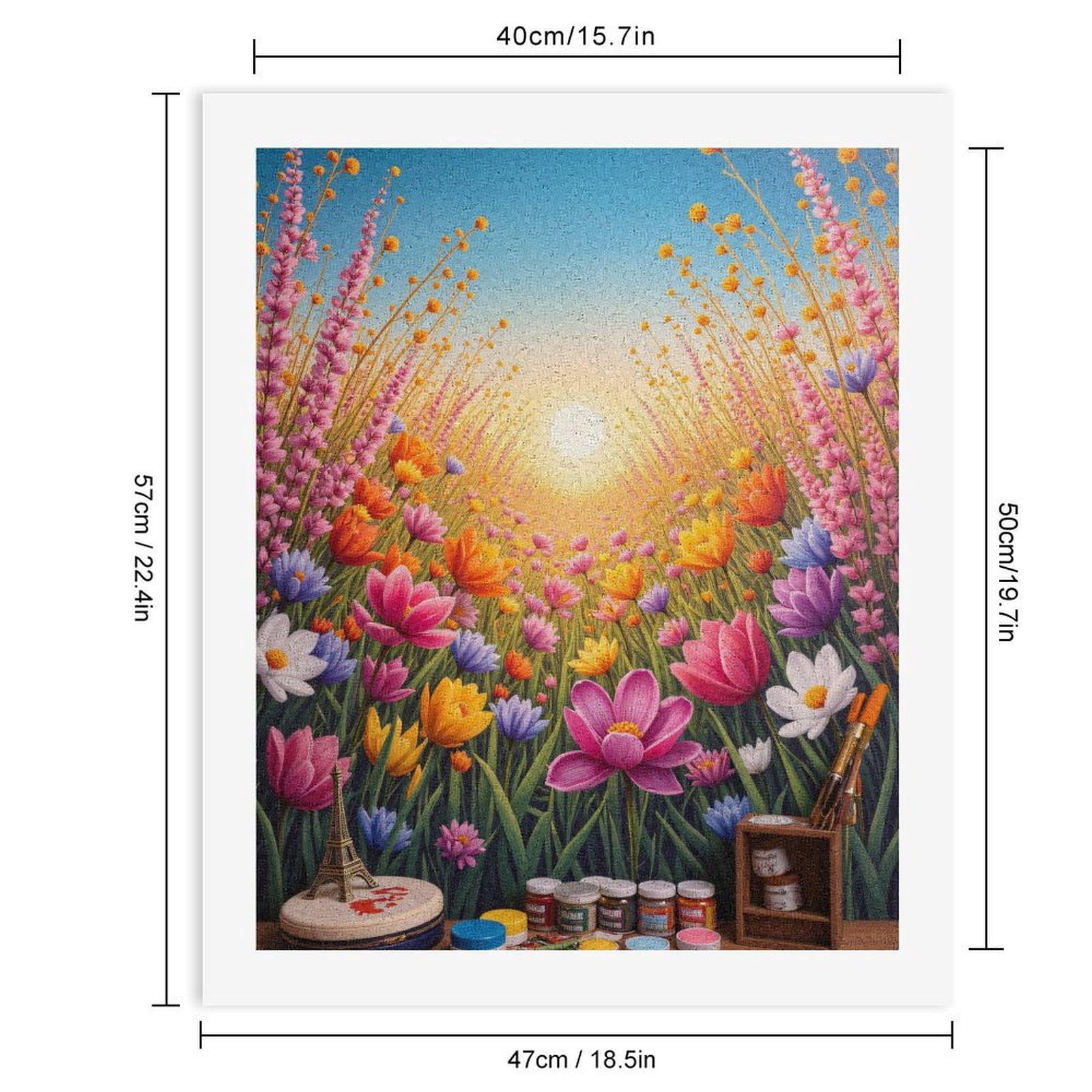 Paint By Numbers Kit for Adults Beginner - Sunset Field Art Supplies DIY Canvas Painting Kits for Adults, Frameless Paint By Number for Adults for Home Wall Decor 16x20 Inch