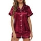 thumbnail image 1 of Pijamas Mujer Irfora Conjunto de pijama para mujer, manga corta, cuello con muesca, botón, pijama de satén, ropa de dormir Irfora Pijamas Mujer, 1 of 7