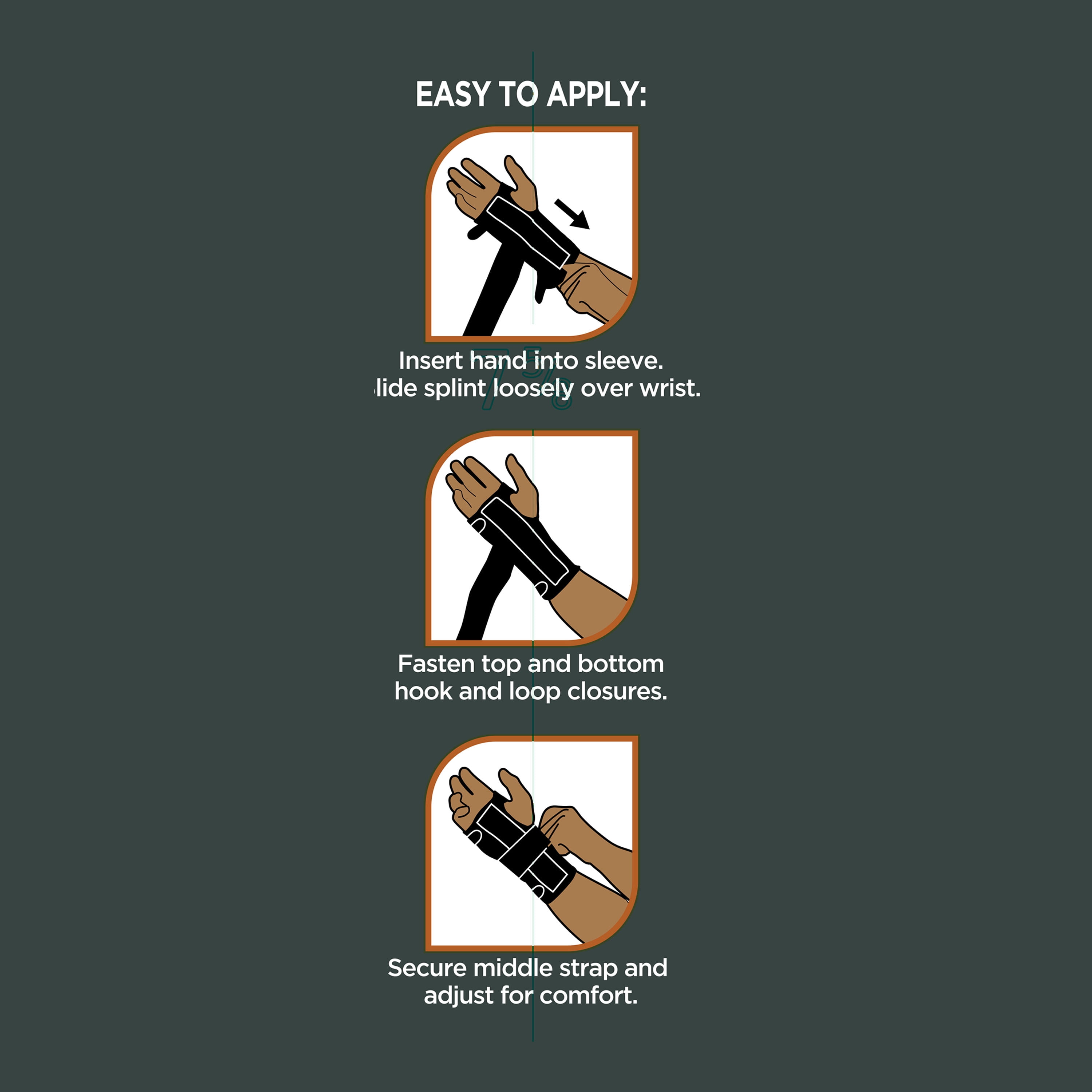 Equate Adjustable Copper Infused Wrist Splint Support, Black, One Size, Left or Right