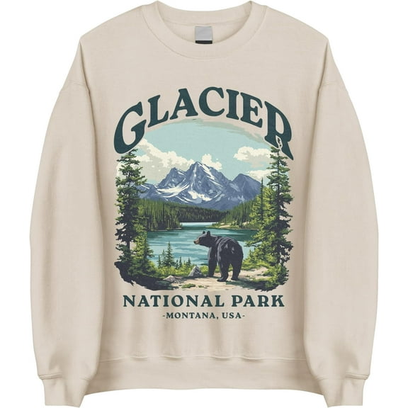 Glacier National Park Sweatshirt - Montana Bear Hiking Outdoor Sweatshirt, Nature Lover Crewneck