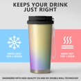 thumbnail image 2 of 18oz Travel Coffee Mug, 316 Stainless Steel Vacuum Insulated Tumbler with 2-in-1 Straw Lid & Strap, Color Gradient Print, 2 of 6