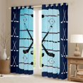 thumbnail image 2 of Homewish Cartoon Ice Hockey Black Out Curtains, Blue Stripes Lines Abstract Curtains Pack of 2 (42x63 Each), Teens Kids Boys Girls Bedroom Curtainsm Black Out Curtains Decor, 2 of 6