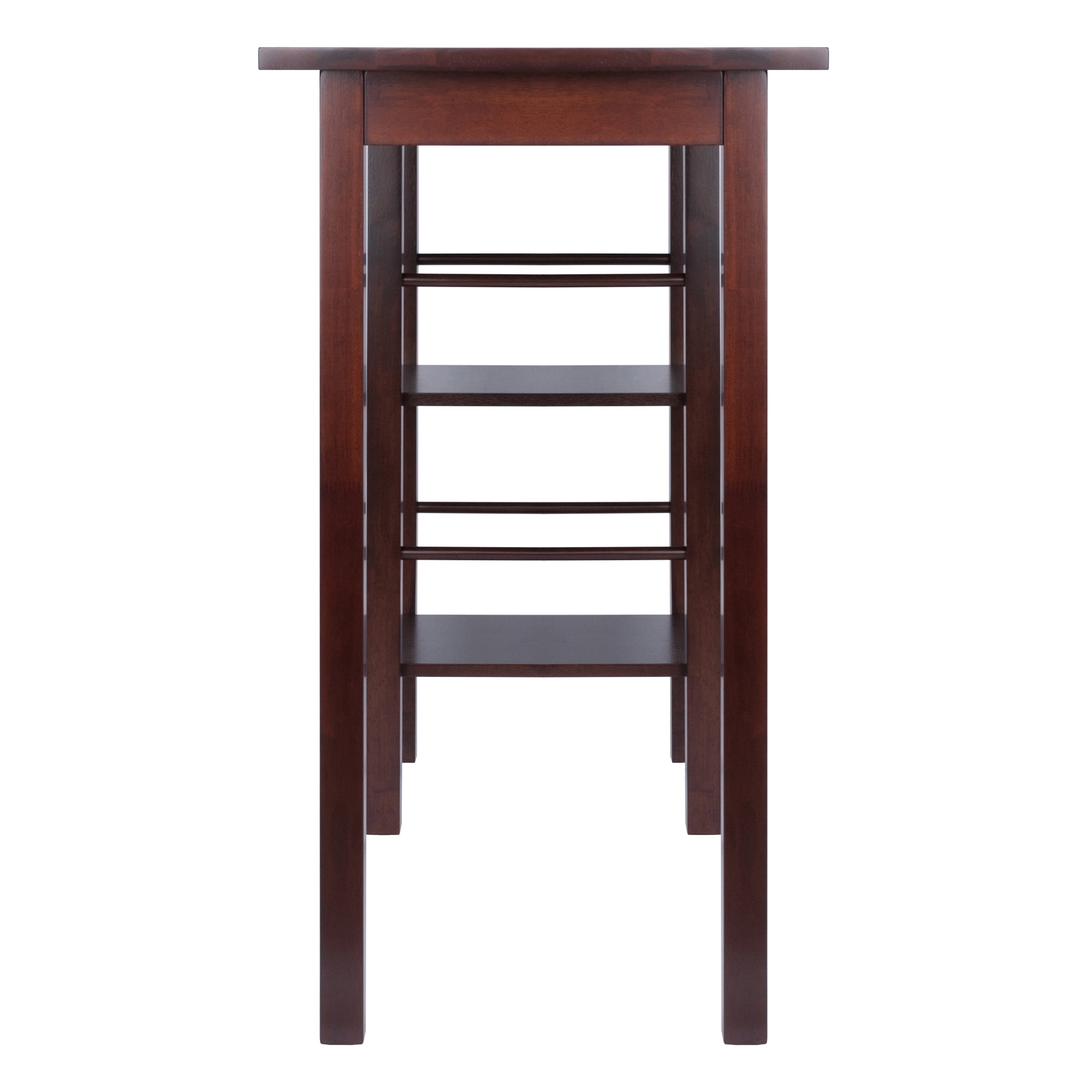 Winsome Egan Breakfast Kitchen Island with Shelves, Walnut Finish